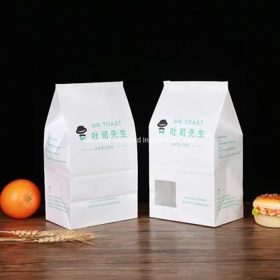 Custom Logo Printed V Bottom Fast Food Brown Kraft Paper Donuts Sandwich Bread Bags Paper Packaging Bag Food Grade