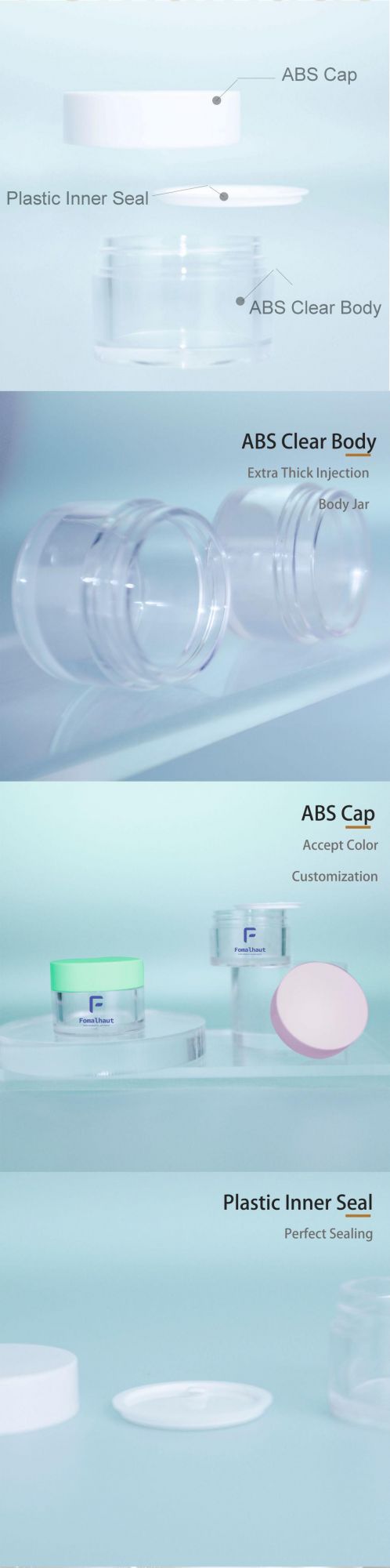 Fomalhaut Simple Design Customized Clear Plastic Jar for Cosmetic Packaging