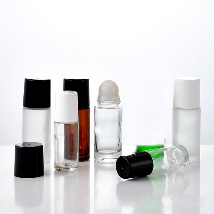 Frosted Empty Glass Perfume Essential Oil 10ml 30ml 50ml Roll on Glass Bottle with Black Cap