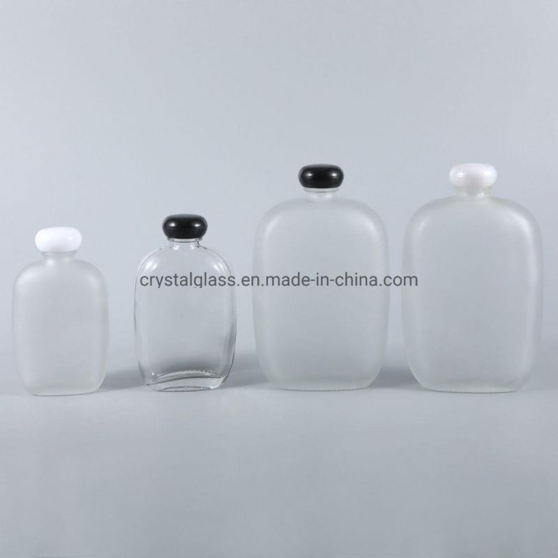 100ml 125ml Frosted Flat Glass Mushroom Alcoholic White Wine Bottle with Plastic Cap