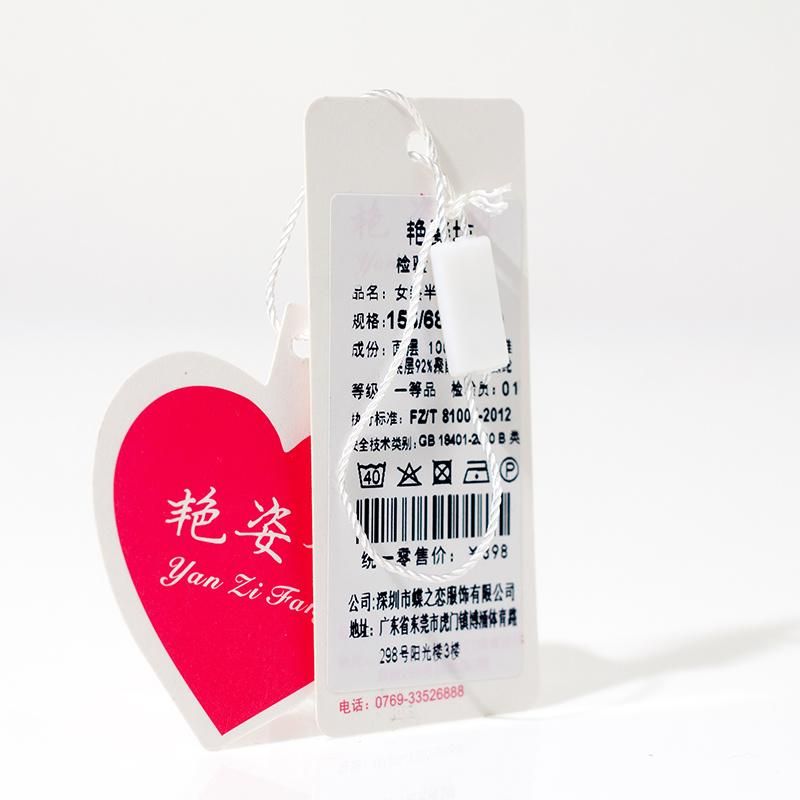 Wholesale Custom Heart-Shape Paper Swing Tag Garment Hangtag
