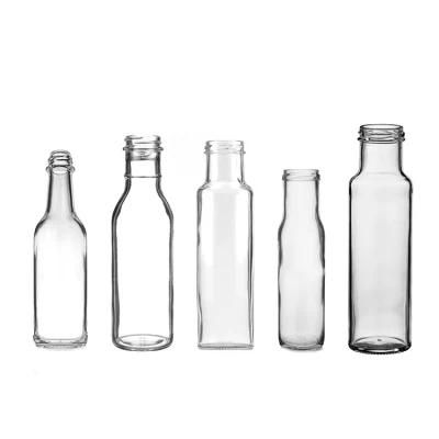 Clear 150ml 250ml Glass Bottle Tomato Sauce Kitchup Hot Sauce Bottle with Black Screw Lid