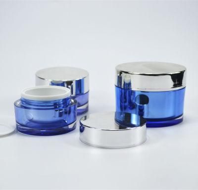 30ml 50ml 100ml Plastic Customized Airless Bottle for Cosmetic Packaging Blue Acrylic Bottles with Lotion Pump