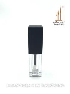 Elegant Black Matte Cap Square Lip Gloss Tube Lip Gloss Case Cosmetic Packaging
