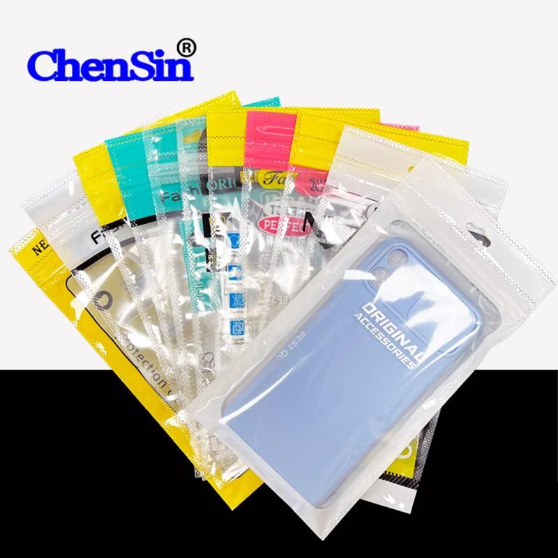 Transparent Phone Case Packaging Yellow Plastic Zipper Bags