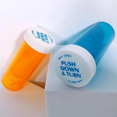 Capsule Child Proof Plastic Vial Pill Medicine Bottle with Smell Proof Push Down and Turn Lids