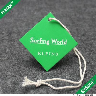 Fashion Coated Paper Printed Pink Swing Tag Hangtags for Garments with Cotton Rope