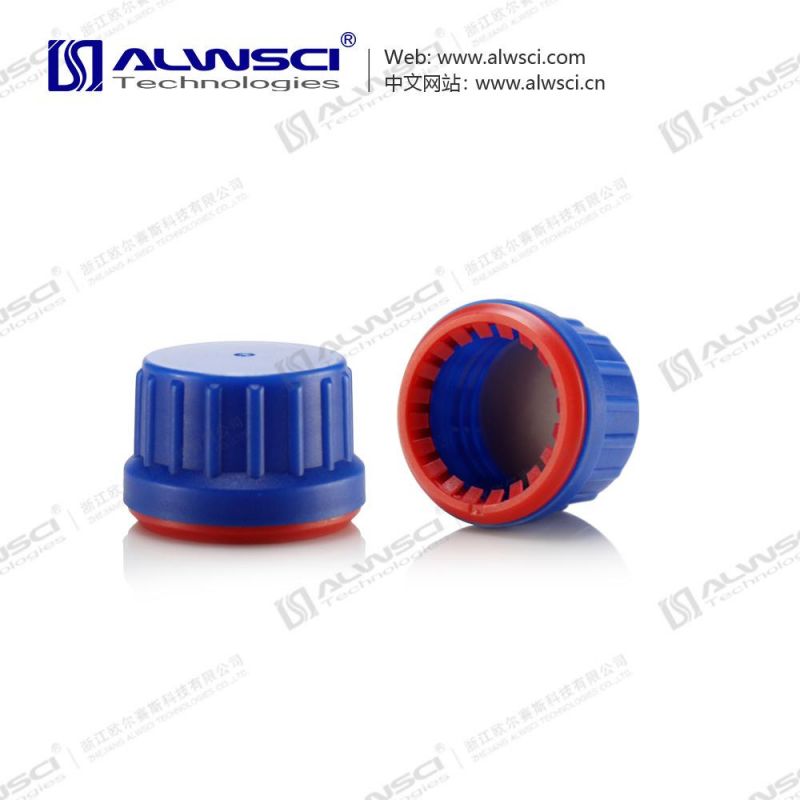 Alwsci 28mm Red PP Tamper-Evident Cap with Septa for Storage Bottle