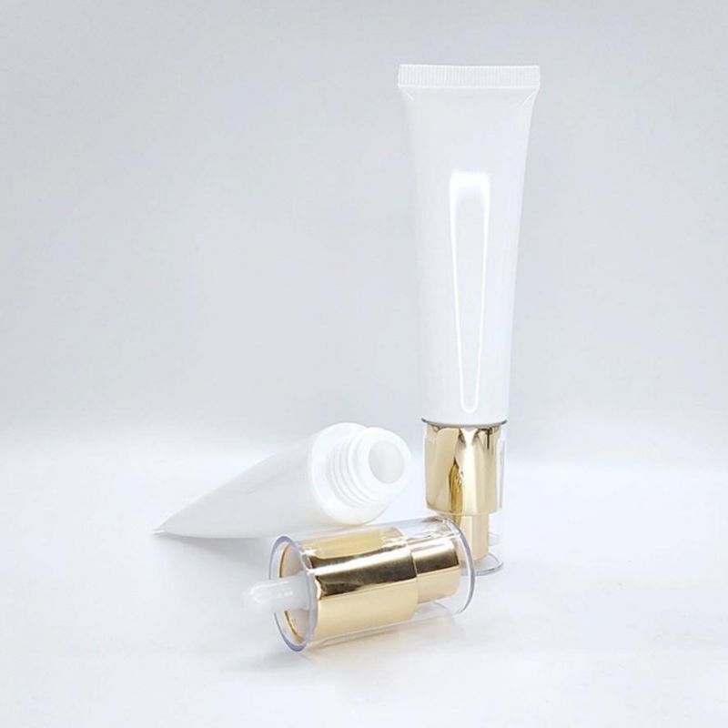 Wholesale Chinese Manufacture Customize Design 5 Layer Soft Tube Material Luxury Plastic for Facial with Silver Cap Pump Dispenser