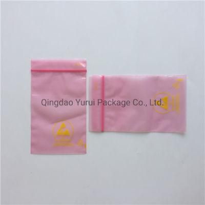 Pink Anti-Static PE Bag Electronic Products Packaging Bag Zipper Top