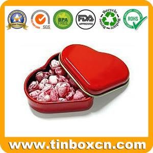 Heart-Shaped Candy Tin Box, Heart Tin Candy Can