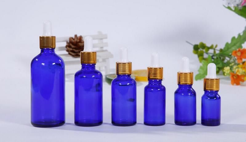 30ml Cobalt Blue Cosmetic Glass Serum Bottle Essential Oil Bottle with Spray Pump