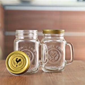 Wholesale Clear 300ml 450ml 500ml 600ml Glass Mason Jar Drink Glass Candle Glass with Handle