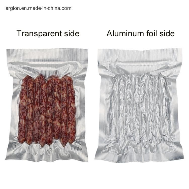 Custom Size Aluminum-Aluminum Clear Embossed Flat Vacuum Bag Roll with FDA LFGB Approved