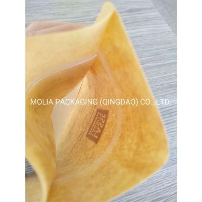 Custom Printed PE Laminated Foil Inside Stand up Kraft Paper Zipper Biodegradable Food Bag