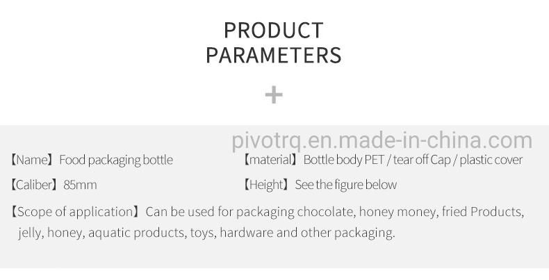 Pet Easy Open Cap Transparent Packaging Bottle Jars for Food Snacks Dry Fruits