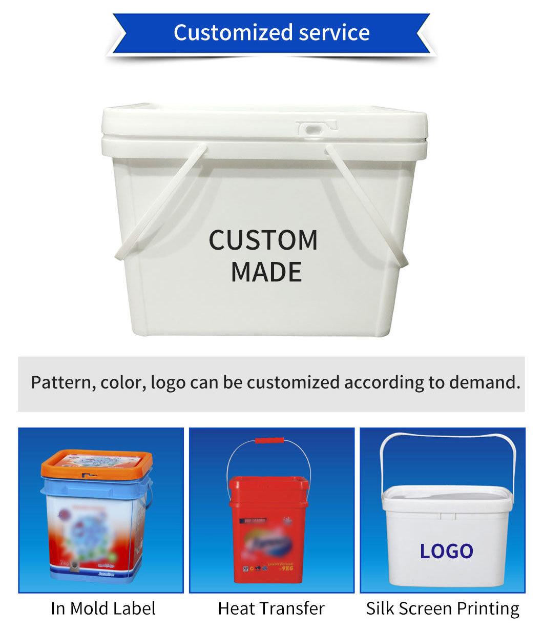 Wholesale 2 5 8 10 20 25 30 Liter PP Food Grade/ Paint Water/ Pet Food/ Glue Pastry /Candy Engine/Oil Cosmetics /Packaging Square Plastic Buckets with Handle