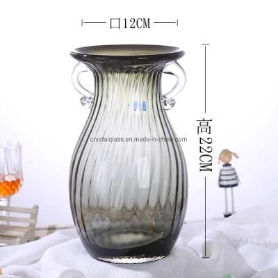 22*12cm Beautiful Glass Vase with Two Handle for Big Bunch of Flowers