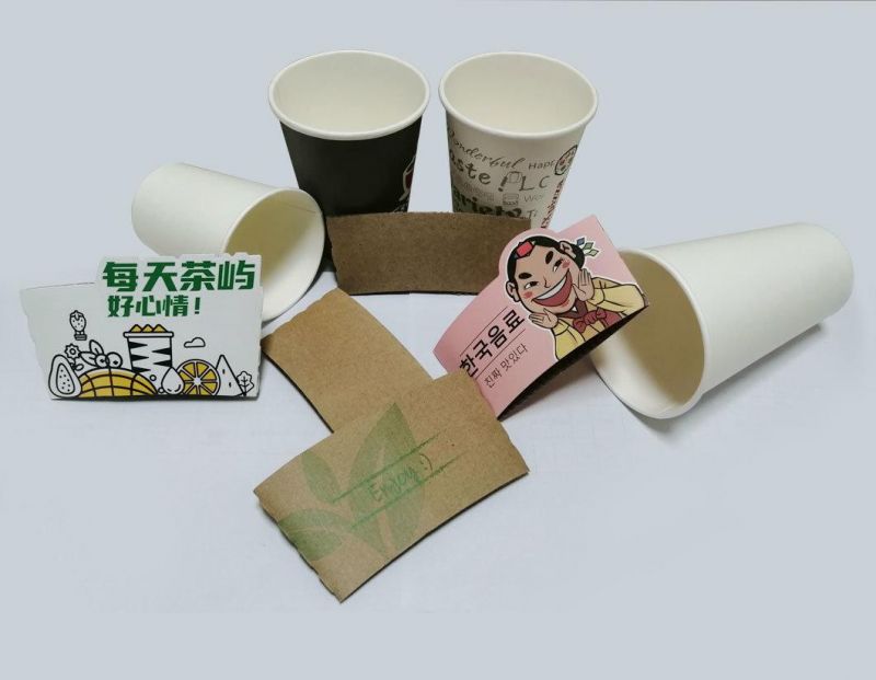 Eco-Friendly Disposable Kraft Paper Cup Sleeve for Hot and Cold Beverage 16oz