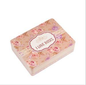Pink Flower Pattern Rectangular Tin Box for Storing Box Biscuits, Candy and Fruit Box Gift Box