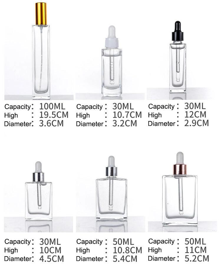 30ml 50ml 100ml Perfume Packaging Empty Glass Package Glass Clear Perfume Bottle with Mist Spraye