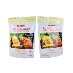 Custom Printed Ziplock Glossy Plastic Packaging Stand up Bag for 500g Dumpling Packaging Frozen Food Packaging Bag with Good Barrier