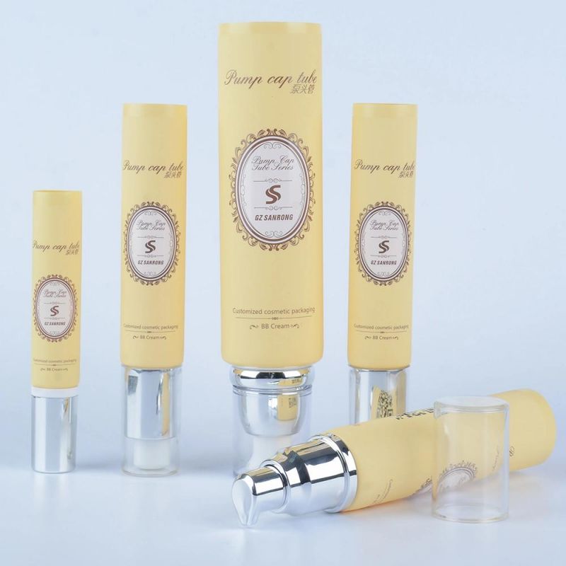Squeeze Plastic Tube Cosmetic Packaging Round Empty Airless Pump Tube
