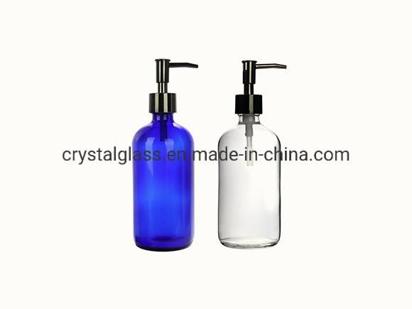 Hand Sanitizer Boston Glass Lotion Bottle with Pump 250ml 500ml