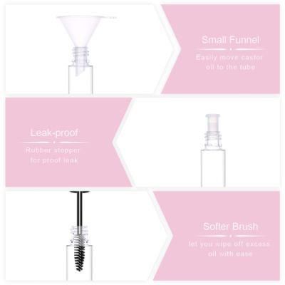 Custom 10ml Small Empty Transparent Plastic Eyelash Serum Mascara Wand Tube with Brush Private Labels