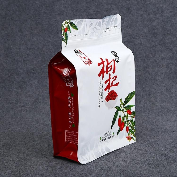 Customized Printing Laminated Flat Box Bottom Pouch / Custom Printed Coffee Packaging Bag with Zipper for Food