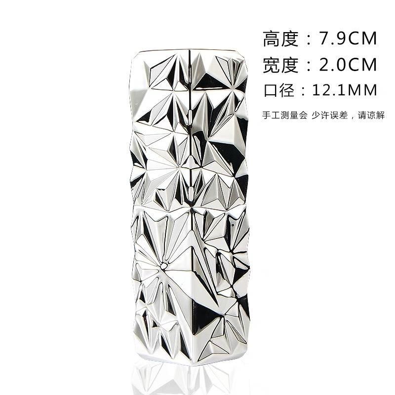 36g Textured Magnet Lipstick Tube Silver Red Geometric Irregular Magnetic Button Lipstick Empty Tube DIY Magnetic Suction Lipstick Shell