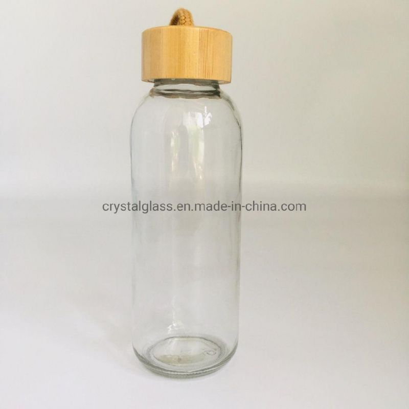 Clear Glass Water Bottle with Bamboo Lids 150-1000ml