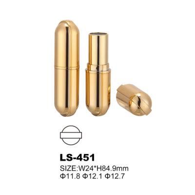 Luxury Lipstick Tubes Gold Round Shape Plastic Tube Makeup Packaging