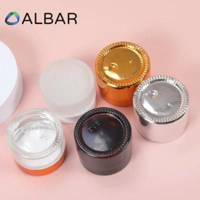 Skin Care Amber Silver Gold Glass Jars in Clear or Frosted Polish with Black Caps