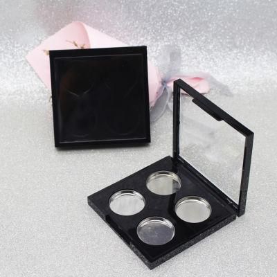 High Quality Plastic Square Empty Eyeshadow Container Matt Black 4 Colors Makeup Eyeshadow Palette Compact Case