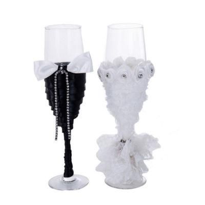 Heat-Resistant Anti-Slip Wedding Bride Groom Wine Goblet Glass Cup Cover