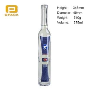 Classic Style Long Glass Bottle 375ml 500 Ml 750 Ml Vodka Juice Liquor Alcohol Spirit Gin Bottle with Pattern Decal Decoration Bottles Factory