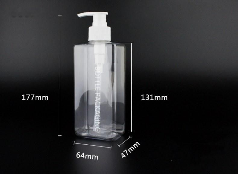 300ml Flat Rectangle White Plastic Bottle with Open and Stop Lotion Pump