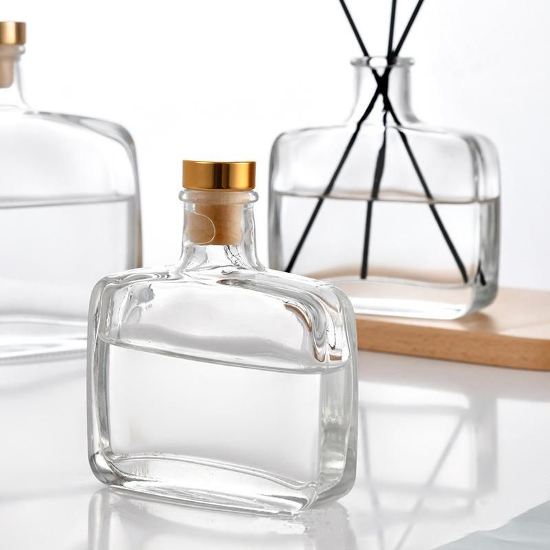 Custom 100ml 200ml 330ml Transparent Clear Luxury Empty Reed Diffuser Glass Bottle with Cork for Perfume Diffuser