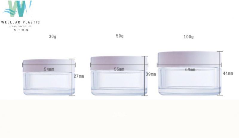 Cosmetic 50g Pet Plastic Jar Cream Jar