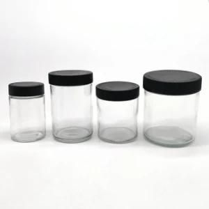 1oz 2oz 3oz 4oz 5oz 6oz 8oz Glass Bottle CRC Smell Proof Glass Jars Airtight Glass Jar with Black Child-Proof Lids