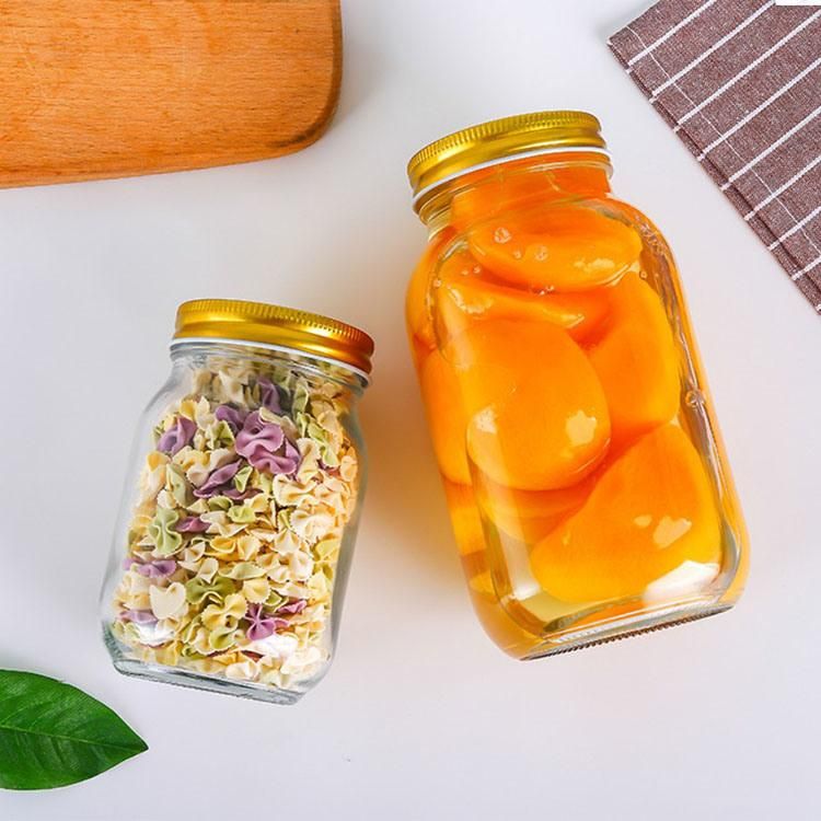 Glass Mason Jar Food Canning Packaging Glass Jar for Jam Honey Juice Pickle with Metal Lid
