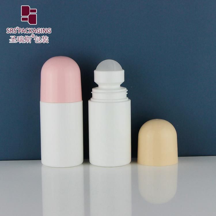SRS Packaging Eco-friendly PCR New Product Cosmetic Pharmaceutical 50ml 60ml 90ml Deodorant Roll On Biodegradable Plastic Roller ball Bottle