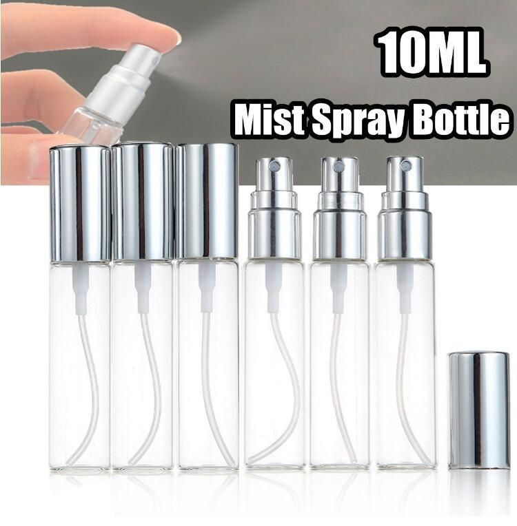 10ml Clear Spray Bottle Empty Fine Mist Atomizer Perfume Glass Bottles Mini Sample Container Portable Cosmetic Packaging