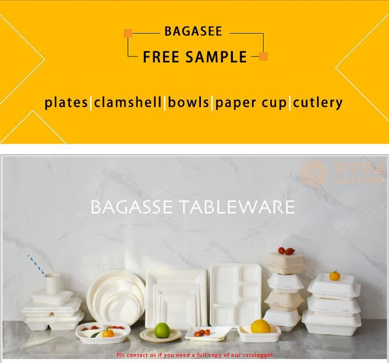 3 Compartment Compostable Biodegradable Tableware Sugarcane Bagasse Paper Round 9 Inch Plate