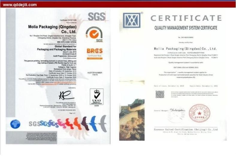 Brc & ISO Audited Pet/VMPET/PE Plastic Packaging Hot Stamping Bag Gold