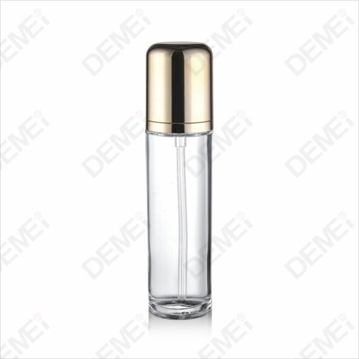 40/100/120ml 50g Cosmetic Skin Care Packaging Clear Toner Lotion Glass Bottle and Cream Jar with Gold ABS Cap