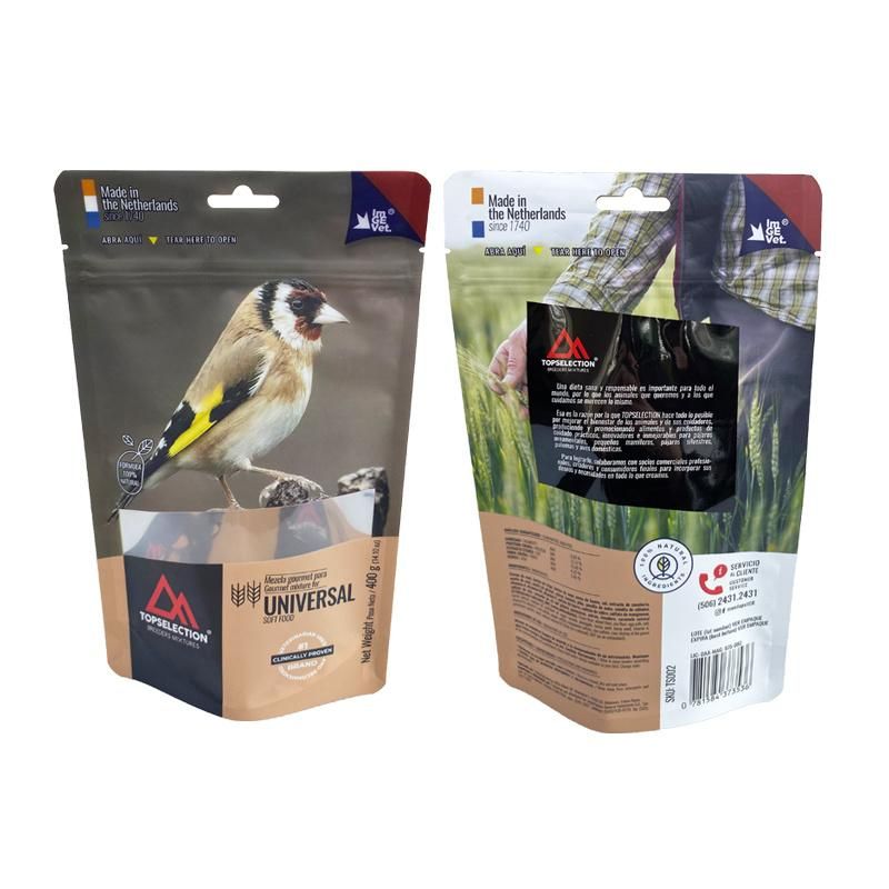 Top Heat Seal Resealable Stand up Bird Zipper Pouch