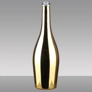 750ml Bottle, Gold Color, Electro Plated Glass Bottle