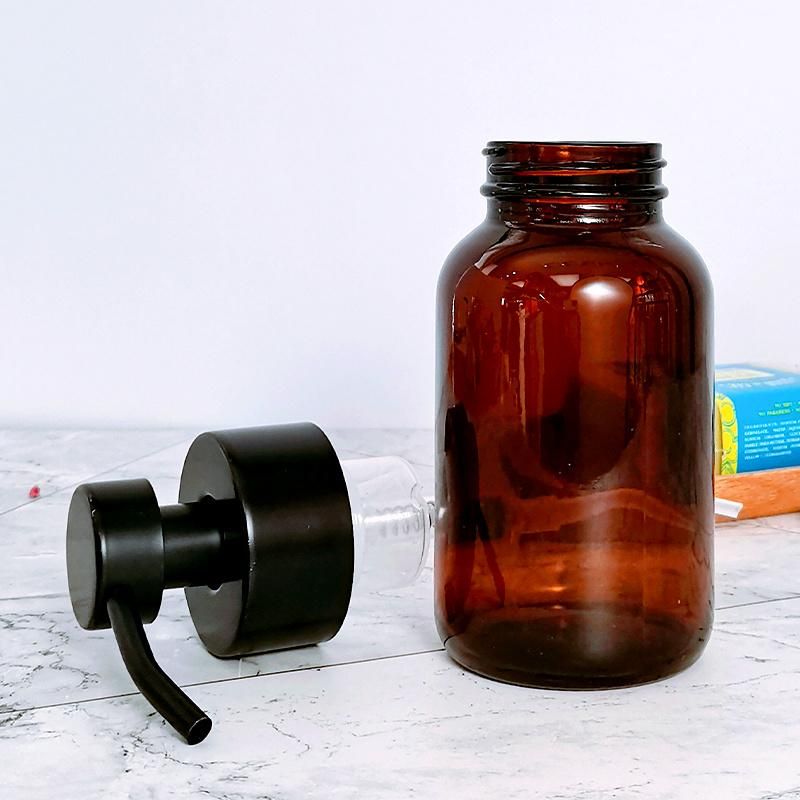 Wide Mouth Amber Hand Body Wash Foam Soap Shampoo Pump Glass Bottle 250ml in Bathroom Hotel Kitchen